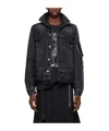 Sacai Stitched Lapel Denim Coat In Black