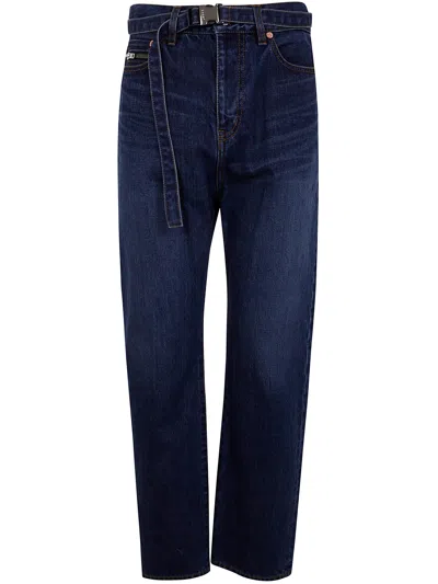 Sacai Straight Denim Pants In Blue