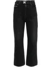 Sacai Belted Crop Bootcut Jeans In Black