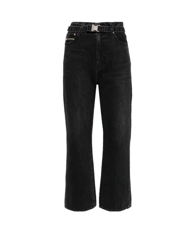 SACAI STRAIGHT-LEG BELTED CROPPED JEANS