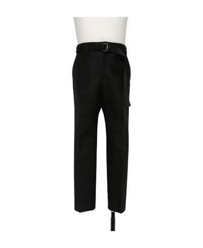 Sacai Straight-leg Belted Trousers In Black