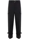 Sacai Trousers Waist Strapped Cargo Pockets In Black