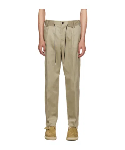 Sacai Straight-leg Cotton Chino Trousers In Gray