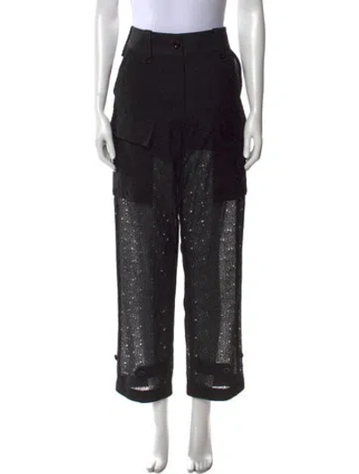 Pre-owned Sacai Straight Leg Pants In Black