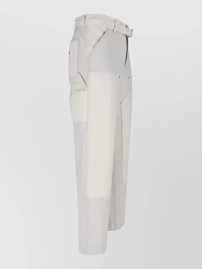 Sacai Straight Trousers Belt Loops Contrast Stitching In White
