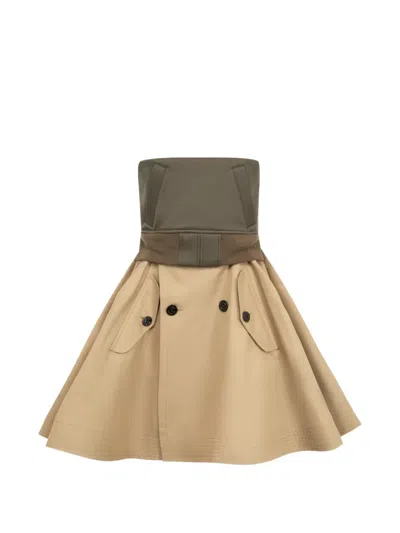 Sacai Strapless Panelled Mini Dress In Gray