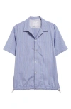 Sacai Stripe Cotton Poplin Camp Shirt In Blue Stripe