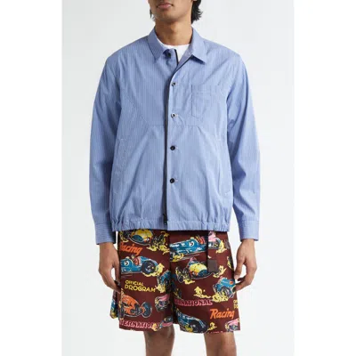 Sacai Stripe Cotton Poplin Shirt Jacket In Blue Stripe