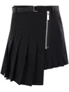 Sacai Pleated Pinstripe Wool Mini In Black