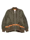 Sacai Stripe-detail Zip-up Bomber Jacket In Brown