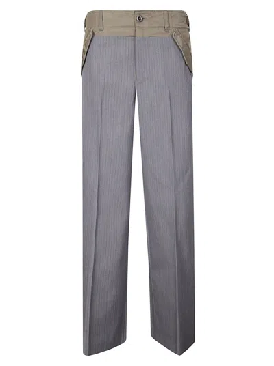 Sacai Stripe Doeskin Pants In Brown