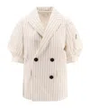 Sacai Balzer Double-breasted Wool And Silk Jackets White In White
