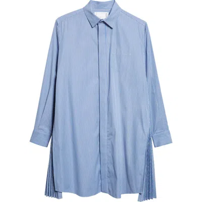 Sacai Stripe Long Sleeve Poplin Shirtdress In Multi