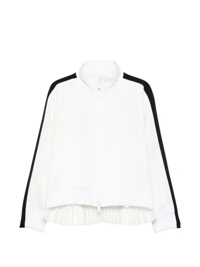 Sacai Stripe Pleated Jacket In White