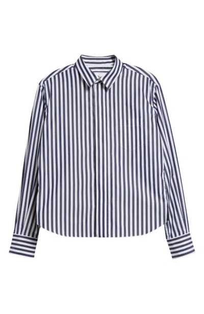 SACAI STRIPE POPLIN & NYLON TWILL BUTTON-UP SHIRT