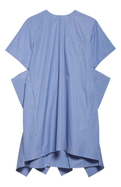 Sacai Stripe Poplin Dress In Blue Stripe