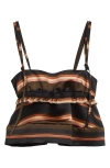 Sacai Stripe Satin Crop Camisole In Multi