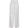 Sacai Stripe Wool & Silk Wide Leg Pants In Off White Stripe
