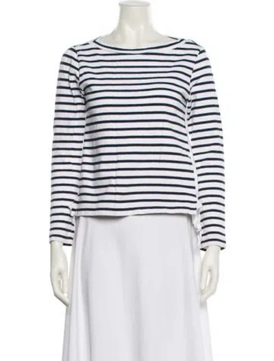 Pre-owned Sacai Striped Bateau Neckline Crop Top In Multi