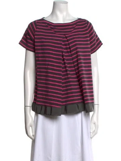 Pre-owned Sacai Striped Bateau Neckline Sweater In Pink