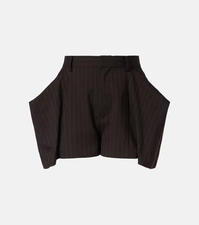 Sacai Striped Bermuda Shorts In Brown