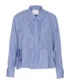 Sacai Striped Ruffled Shirt In Blue