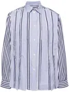 Sacai Striped Button-up Shirt In Blau