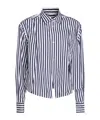 Sacai Striped Classic-collar Shirt In White