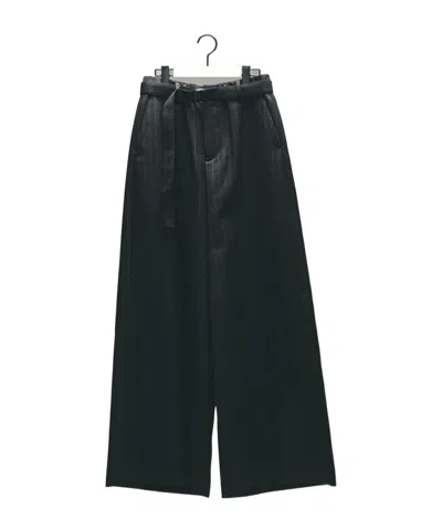 Sacai Striped Casual Pants In Black