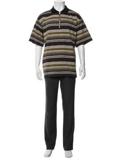 Pre-owned Sacai Striped Collar Polo Shirt W/ Tags In Black