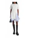 Sacai Striped Cotton-blend Poplin Dress In Off White/lt Blue Stripe In White