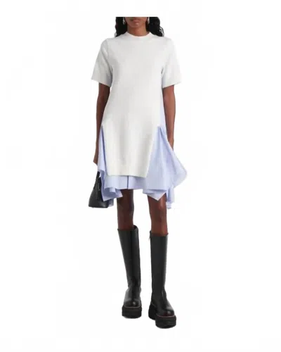 Sacai Striped Cotton-blend Poplin Dress In Off White/lt Blue Stripe