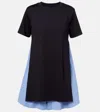 Sacai Striped Cotton Minidress In Blue