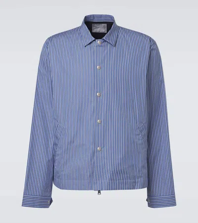 Sacai Striped Cotton Poplin Blouson Jacket In Blue