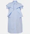 Sacai Striped Cotton Poplin Minidress In Blue