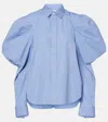 Sacai Womens Striped Puffed-sleeves Cotton-poplin Shirt Blue Stripe In Blue