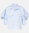 Sacai Striped Cotton Poplin Shirt In Blue