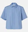 Sacai Striped Cotton Poplin Shirt In Blue