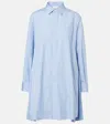 Sacai Stripe Long Sleeve Poplin Shirtdress In Blue