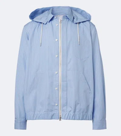 Sacai Striped Cotton-blend Jacket In Blue