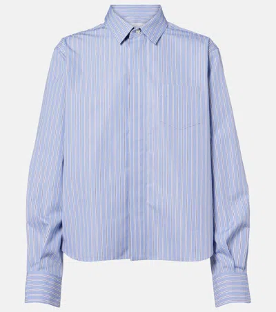 Sacai Striped Cotton-blend Poplin Shirt In Blue