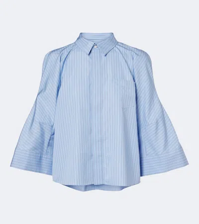 Sacai Striped Cotton-blend Poplin Shirt In Blue