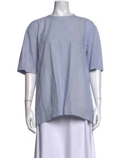 Pre-owned Sacai Striped Crew Neck Blouse In Blue