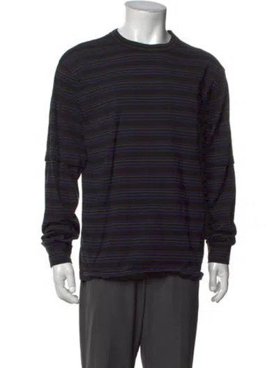 Pre-owned Sacai Striped Crew Neck Pullover In Blue