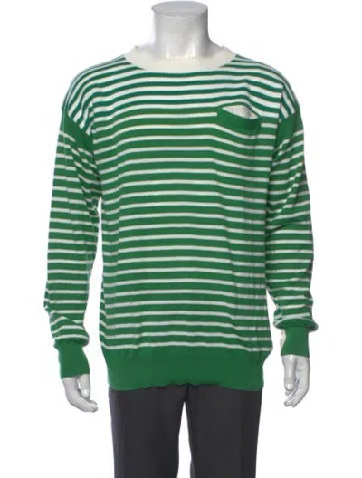 Pre-owned Sacai Striped Crew Neck Pullover In Green