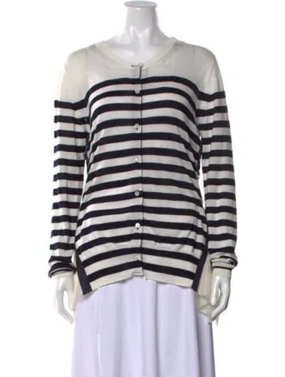 Pre-owned Sacai Striped Crew Neck Sweater In Black