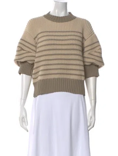 Pre-owned Sacai Striped Crew Neck Sweater In Neutral