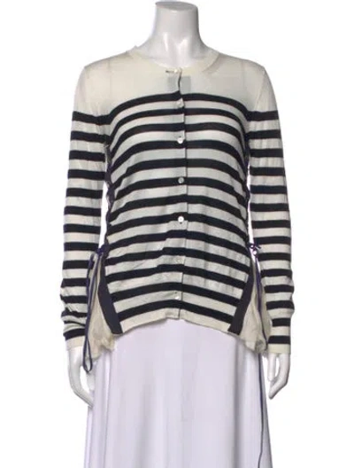 Pre-owned Sacai Striped Crew Neck Sweater In Neutrals