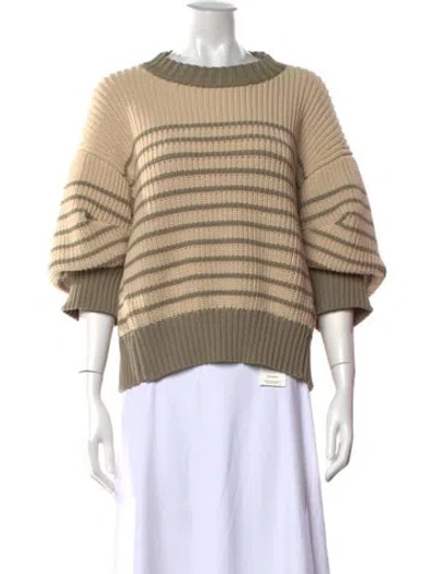 Pre-owned Sacai Striped Crew Neck Sweatshirt In Neutrals