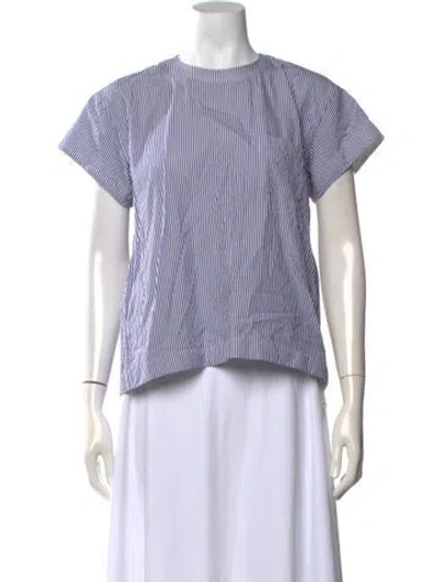 Pre-owned Sacai Striped Crew Neck Top In Blue